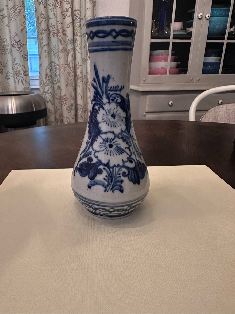 Delft Blue Bud Vase, Hand Painted Blue and White Pottery, Vintage EUC